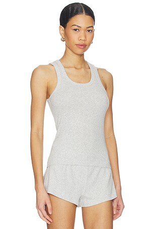 SKIMS Cotton Rib High Scoop Tank in Grey