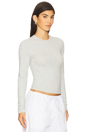 SKIMS Cotton Jersey Long Sleeve T-Shirt in Light Grey