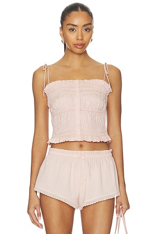Garment Washed Ruffle Cami in Barely Pink SKIMS
