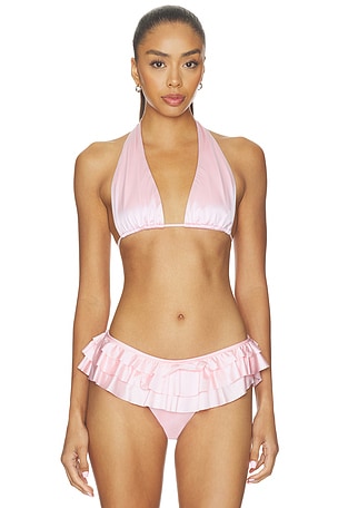 Satin Swim Plunge Bikini Top SKIMS