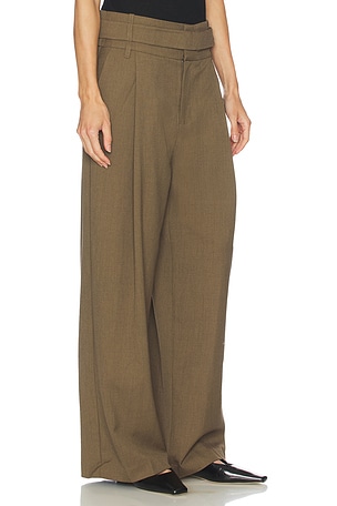 SIR. Sartoria Belted Trouser in Chocolate. Size 3/L. Also