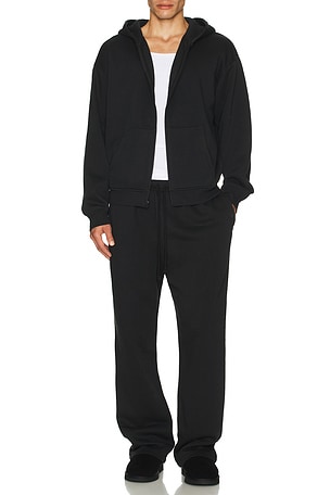 SKIMS Fleece Zip Up Hoodie in Black