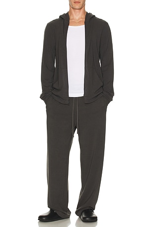 SKIMS Jersey Zip Up Hoodie in Charcoal