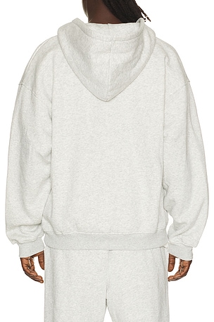 SKIMS Fleece Lounge Relaxed Zip Up Hoodie in Grey