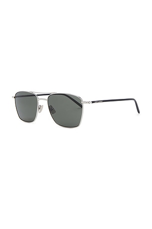 Saint Laurent SL Logo Pilot Sunglasses in Metallic Silver