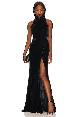 chinese dress ladies Ariana Denim Maxi Dress