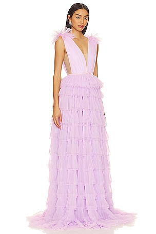 SAU LEE Sabrina Gown in Lavender