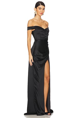 SAU LEE Paulina Gown in Black