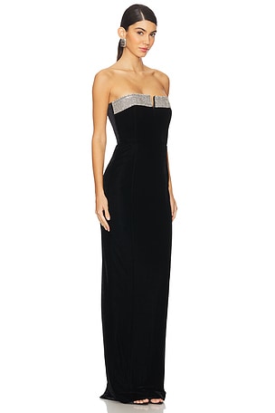 SAU LEE Venecia Velvet Gown in Black