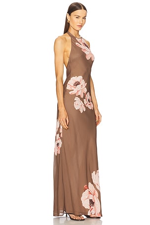 SAU LEE Gwyneth Dress in Brown