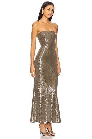 SAU LEE Ciara Dress in Olive. Size 6. Also