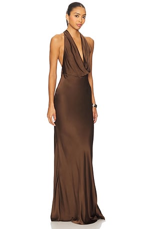 SAU LEE Pearl Gown in Chocolate. Size 8. Also