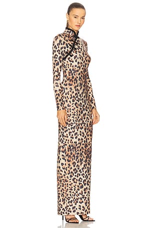 SAU LEE Irene Print Dress in Brown