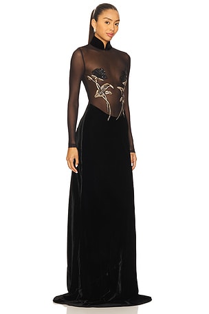 SAU LEE Uma Gown in Black