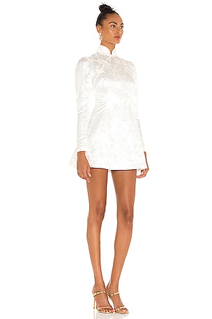 SAU LEE Joyce Chinese Jacquard Mini Dress in Ivory