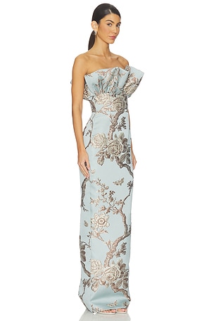 SAU LEE Noah Brocade Gown in Baby Blue