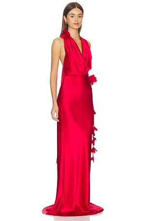 SAU LEE Delphine Satin Gown in Red