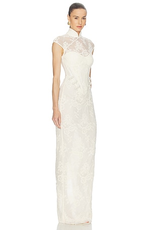 SAU LEE Emilia Lace Gown in Cream