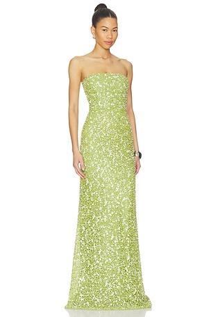 SAU LEE Courtney Beaded Dress in Green