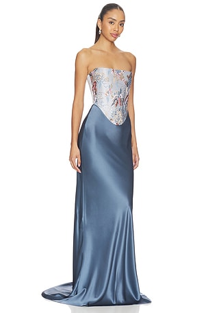 SAU LEE Blue Gown in Misha Ash in Slate