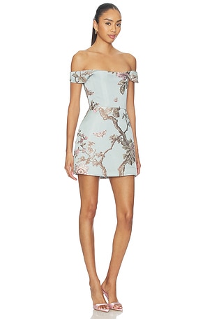 SAU LEE Bruna Brocade Mini Dress in Slate