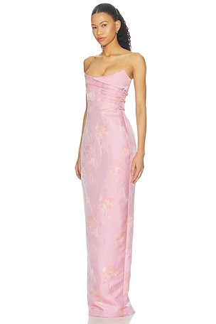 SAU LEE Savie Jacquard Gown in Pink