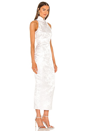 SAU LEE Jill Chinese Jacquard Pencil Dress in Ivory