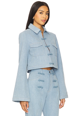 SAU LEE Bambi Denim Jacket in Blue. Size 8. Also