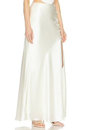 SAU LEE Pia Satin Skirt in White