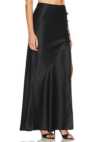 SAU LEE Pia Satin Skirt in Black