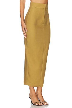 SAU LEE Niki Crepe Skirt in Olive