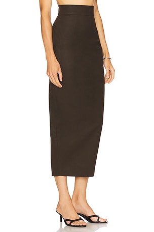 SAU LEE Nomi Suede Skirt in Brown