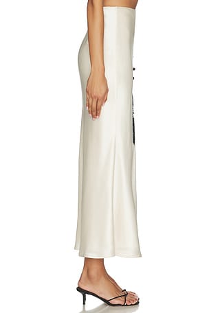 SAU LEE Elva Satin Skirt in White. Size 12. Also