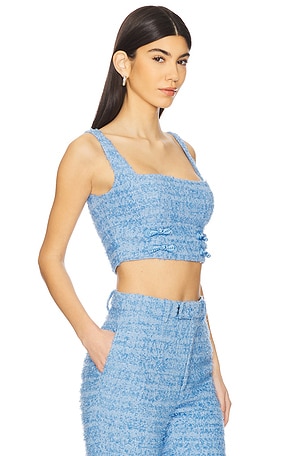 SAU LEE Bridgette Tweed Top in Blue