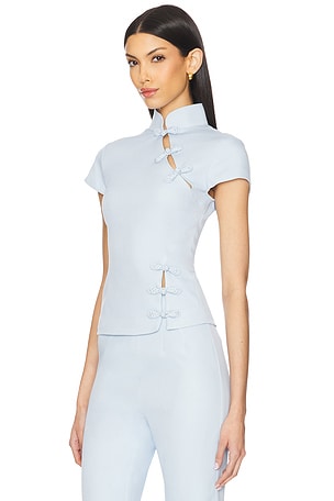 SAU LEE Iris Crepe Top in Baby Blue