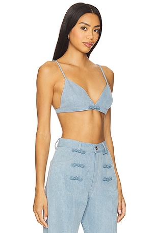 SAU LEE Cleo Denim Bralette in Blue