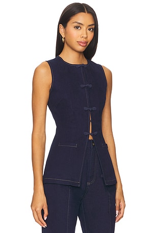 SAU LEE Denver Denim Vest in Blue