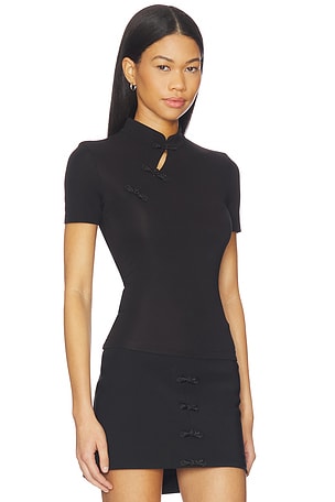 SAU LEE Timo Jersey Top in Black