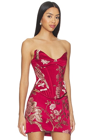 SAU LEE Nico Strapless Top in Red