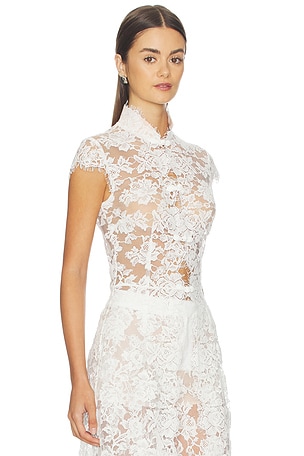 SAU LEE Saphina Lace Top in White