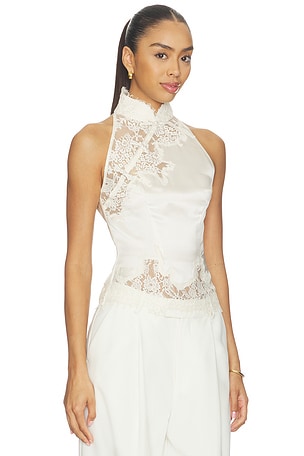 SAU LEE Elva Satin Top in White