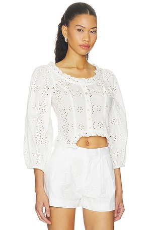 Sandy Liang Palisade Top in White. Size 2. Also