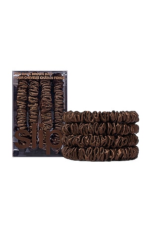 slip Skinny Scrunchies 4 Pack In Dark Brown in Brown