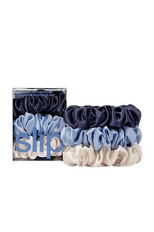 Set Of 3 Pure Silk Large Scrunchies slip