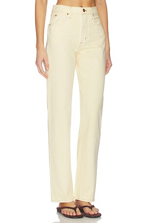 SLVRLAKE London High Rise Straight Leg Jeans in Cream. Size 32. Also