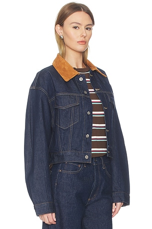 SLVRLAKE Kira Curve Sleeve Trucker in Navy