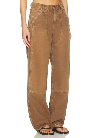 SLVRLAKE Tess Worker Low Rise Relaxed Curve Pant in Beige