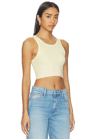 SLVRLAKE Cropped Rib Tank Top in Yellow. Size M. Also