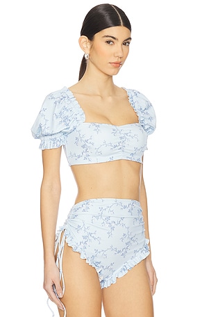Selkie The Babydoll Bikini Top in Baby Blue