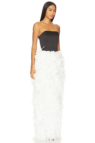 SELEZZA LONDON Strapless Floral Applique Dress in White. Size UK 8 / US S. Also